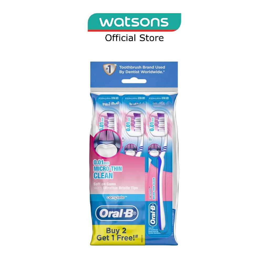 ORAL B Complete Micro-Thin Clean (Extra Soft) Manual Toothbrush 3 Count ...