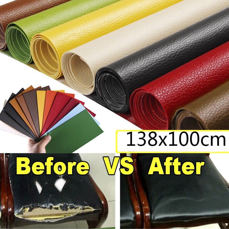 138x100cm PU No Ironing Sofa Repair Leather Patch Selfadhesive Sticker