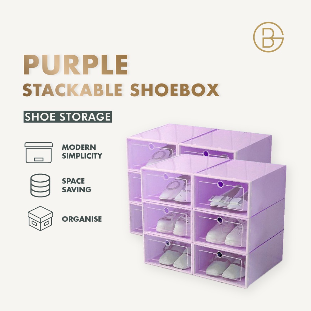 Purple ColourStackable Shoebox Home Organizers |Storage Box - Multiple ...