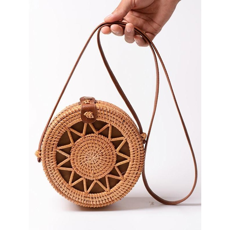 Rattan hot sale round purse