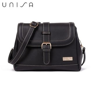 UNISA Faux Leather Sling Bag With Flap Over Closure Shopee Singapore