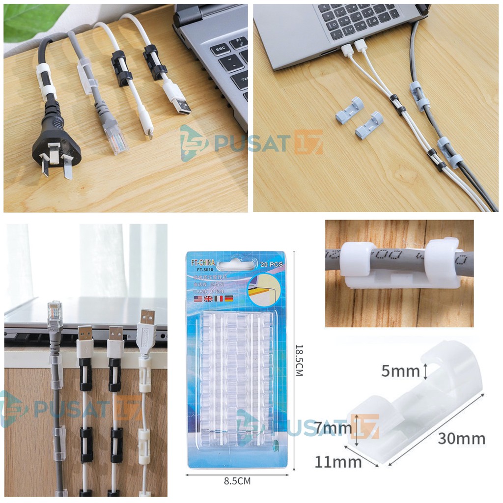 KLIP KABEL ORGANIZER / PENGIKAT KABEL TEMPEL SERBAGUNA / CLIP CABLE MULTIFUNGSI PENJEPIT KLEM KABEL - Gambar 2
