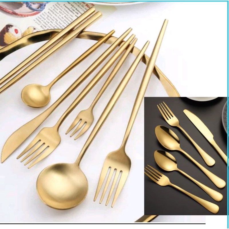 Aveline Thick gold Stainless Steel cutlery gold Tablespoon/korean