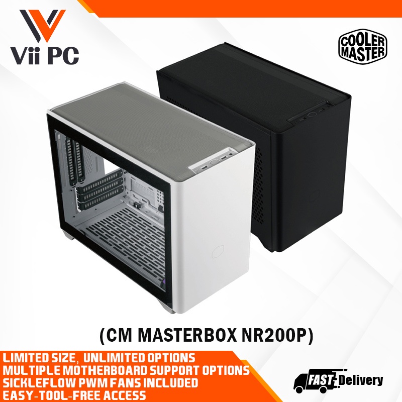 Cooler Master NR200P MAX Mini-ITX Case with 280mm AIO, 850W SFX PSU,  Vertical GPU Mount, PCIe Gen4 Riser, Glass or Vented Panel