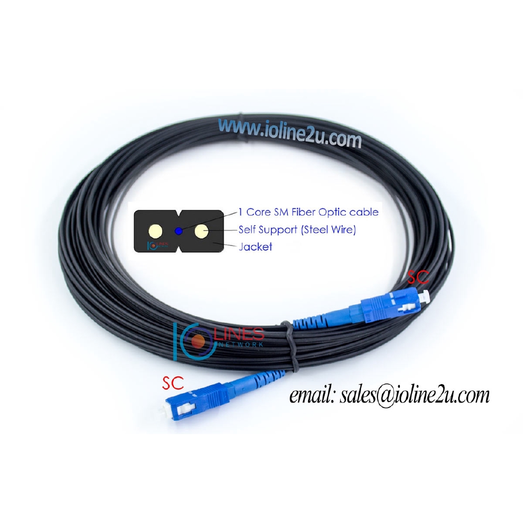SC-SC Single Mode 30m/75m/150m armored High Strength Drop fiber optic ...