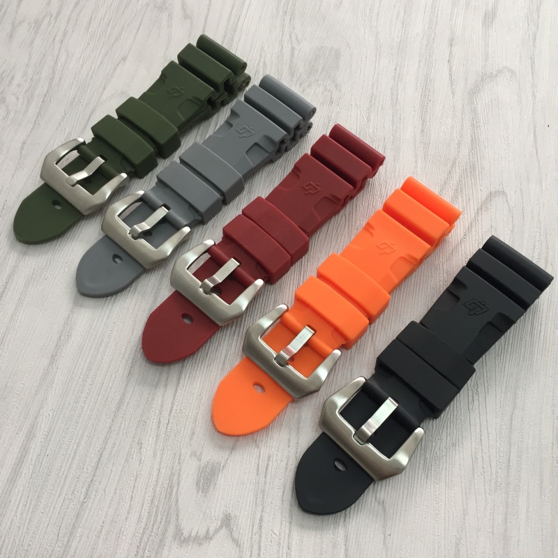 Top quality 24mm 26mm Nature silicone rubber strap For Panerai