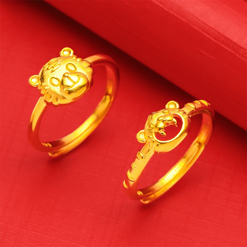 Ready Stock Cartoon Tiger Open Ring Sand Gold New Zodiac Shopee
