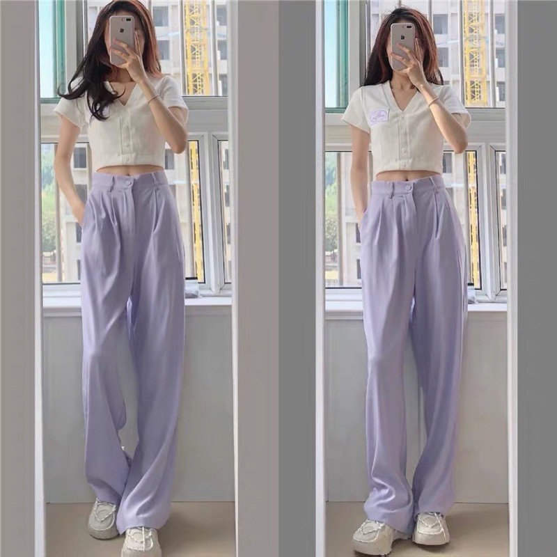 top / pants lavender lilac purple elevated high waisted formal