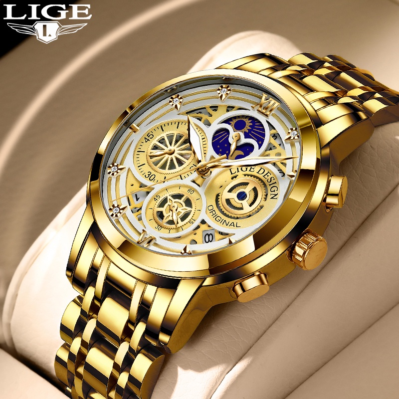 Golden colour watch for on sale man