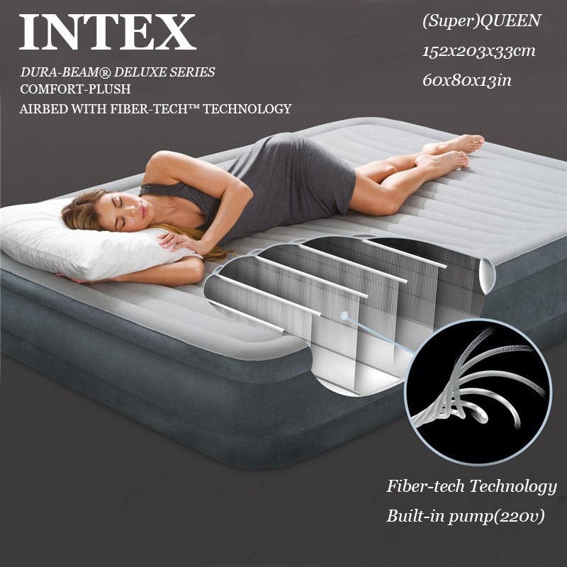 INTEX DURABEAM® DELUXE SERIES AIRBED with FiberTech*Full/Queen*Built