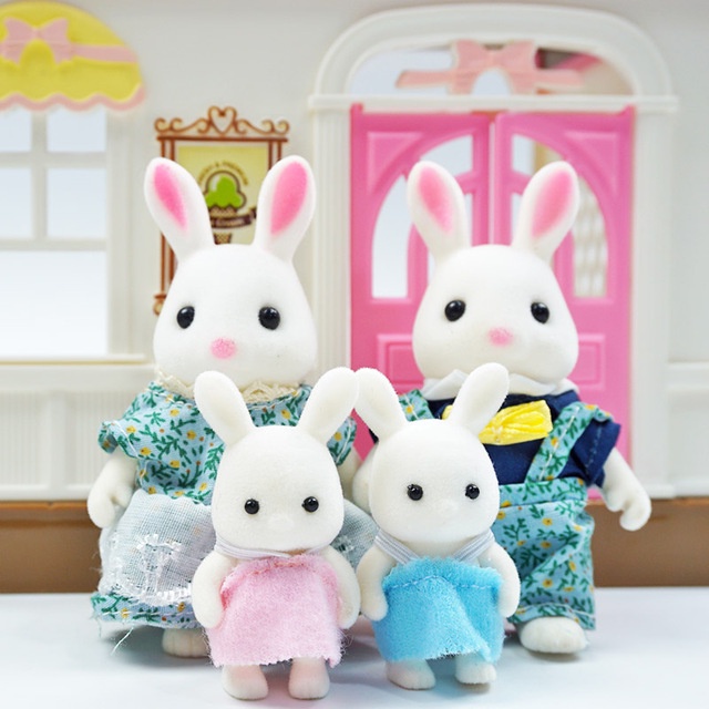 Rabbit family dollhouse clearance