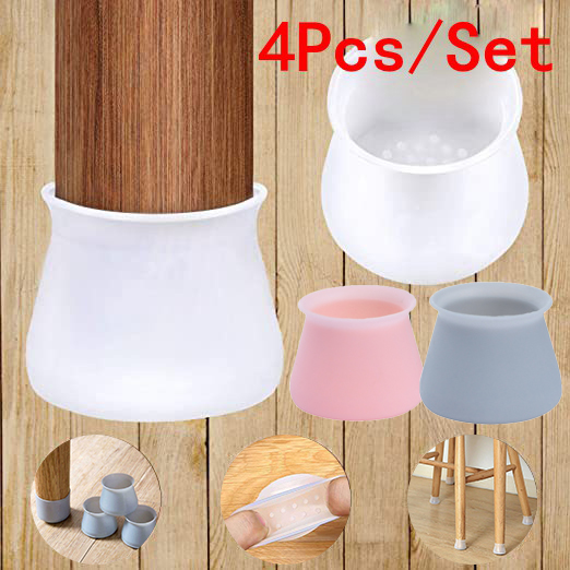 4PCS Silicone Covers Table Chair Furniture Legs Tip Pad Elastic Non Slip Wear Resistant Sock Cover Floor Protector Mat