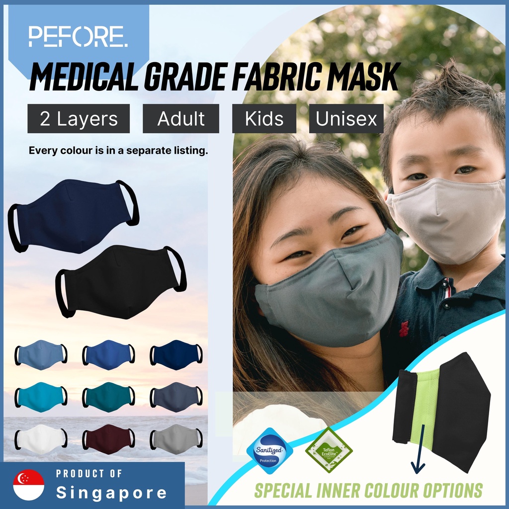 [?? PEFORE] Classic Medical Grade Fabric Mask | Navy | Adult | Kids | Antimicrobial | Reusable Mask