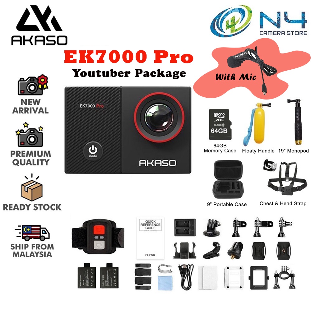 AKASO EK7000 Pro 4K/25fps 16MP Action Camera with Touch Screen EIS