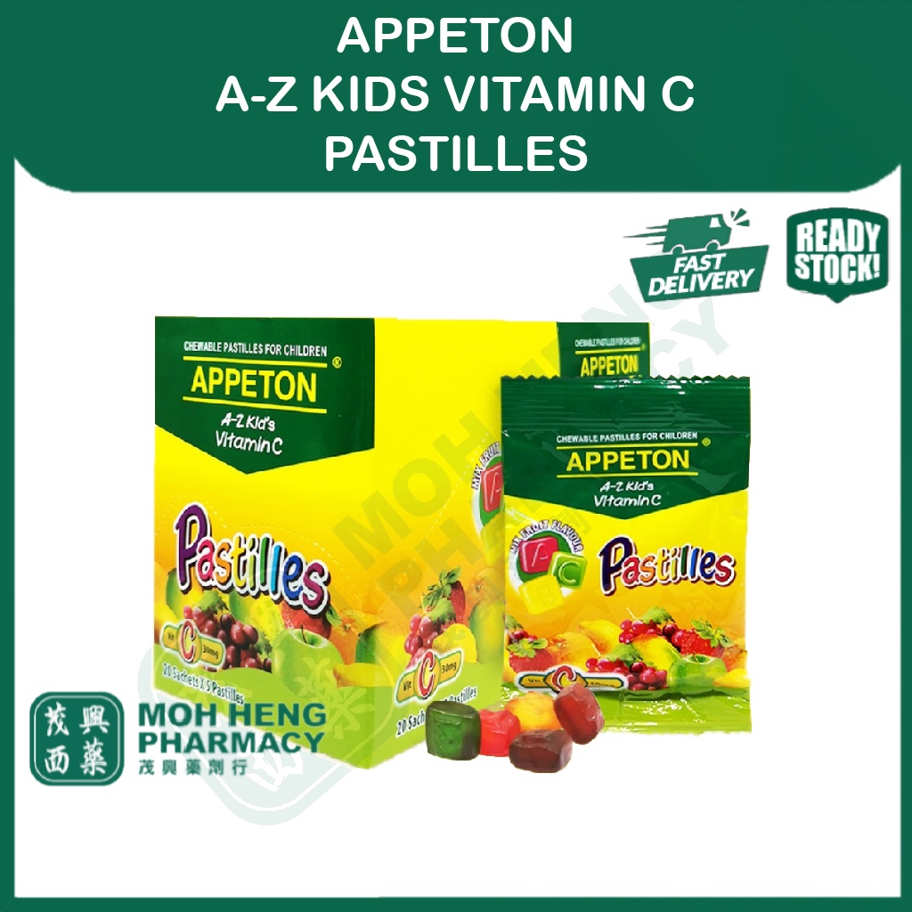 APPETON A-Z Kids Vitamin C Pastilles (20 Sachets x 5 Pastilles)(Exp 6/ ...