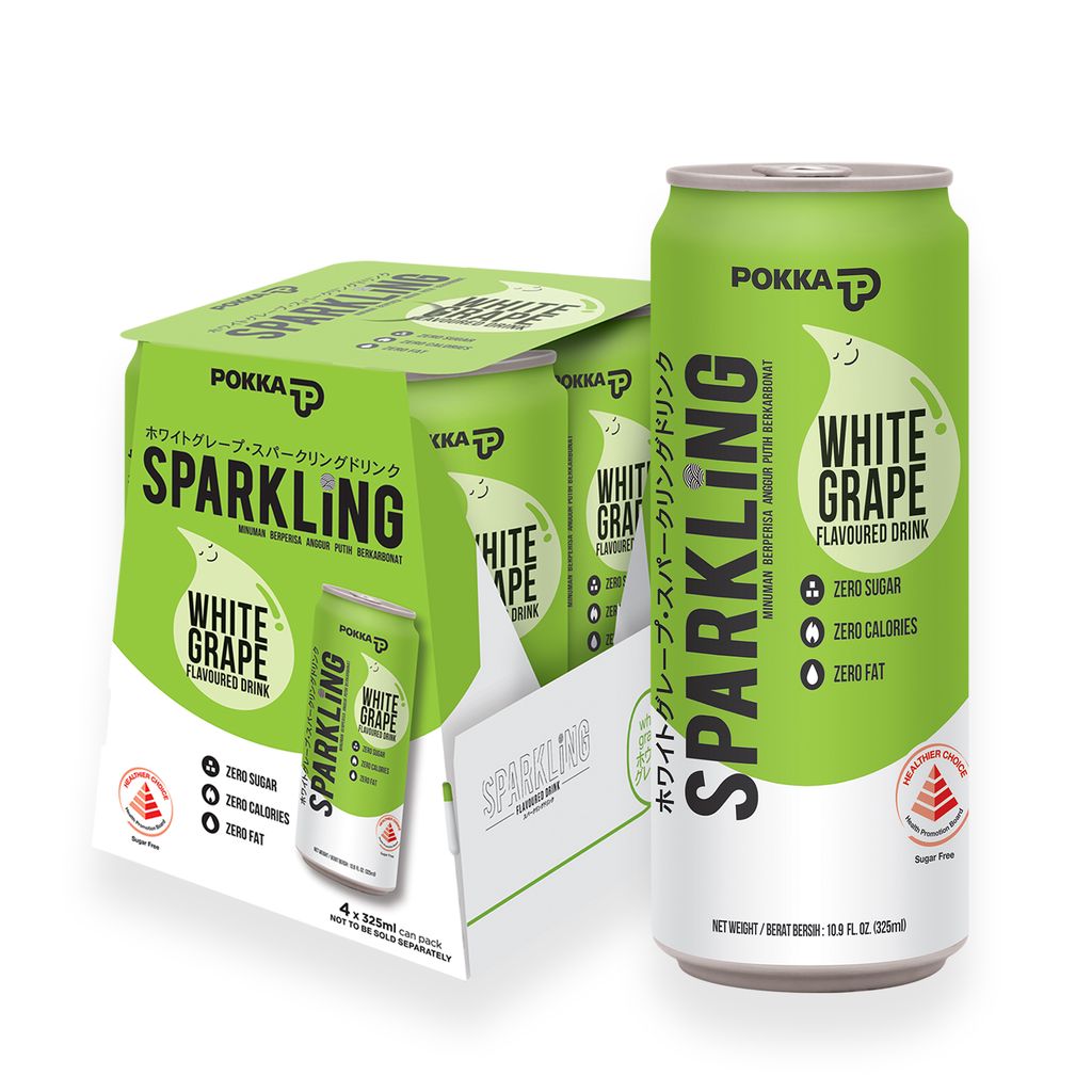 Pokka Sparkling Water White Grape Zero Sugar Can 325ml x 4 Shopee