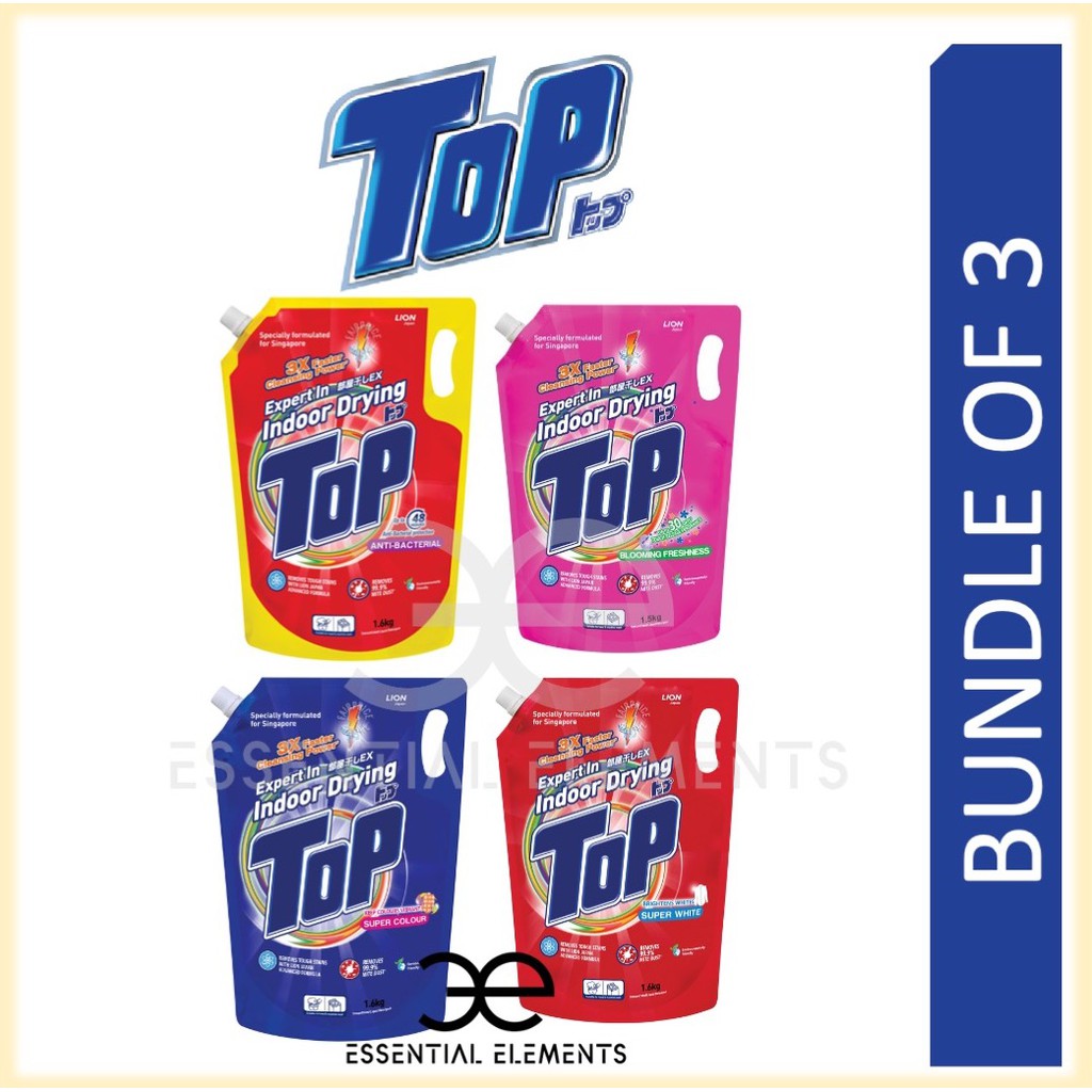 [Bundle of 3] TOP LIQUID LAUNDRY DETERGENT REFILLAnti BacterialSuper