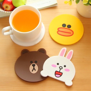 1pc Cartoon Cat Coasters Silicone Placemat Cushion Mug Tableware