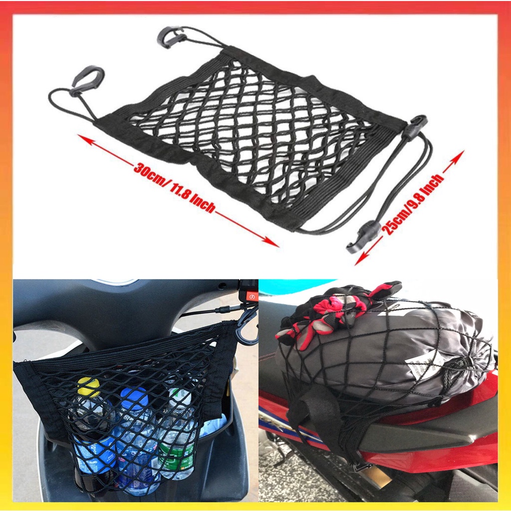 Motorcycle Net Cargo Net Flexi Helmet Net Stretchable Cord Jaring Motor Bag Beg Motorsikal