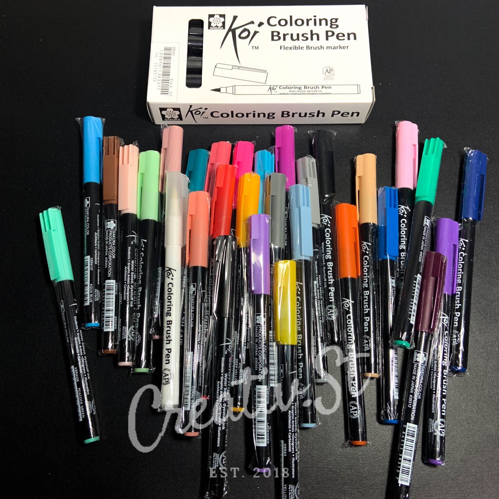 Sakura Koi Coloring Brush Pen 48 Colors Red - Yellow - Purple Shades ...