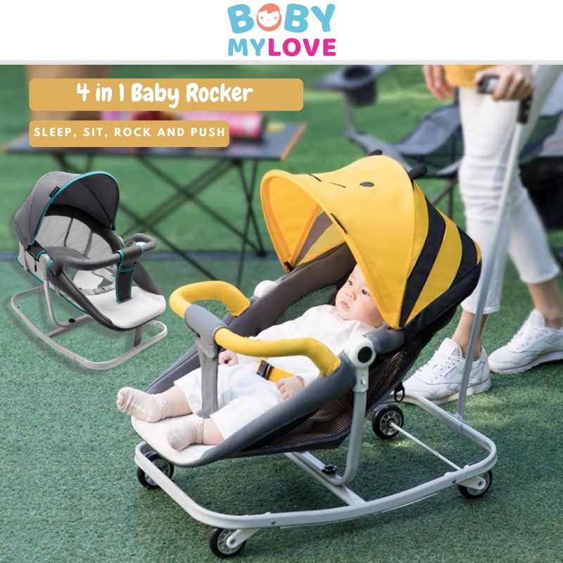 4 in 1 Baby Rocker Multifunctional Rocking Chair Push Rocker