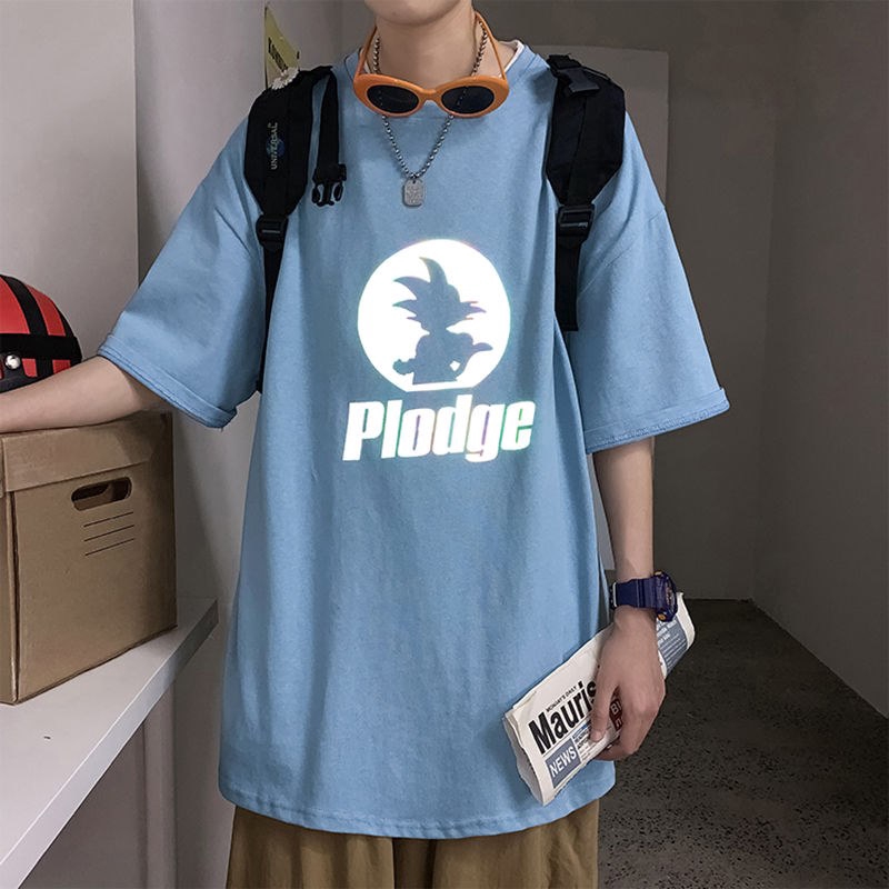 New fashion wave T loose oversized men's clothing dragon ball reflective printing couple short-sleeved t-shirt top