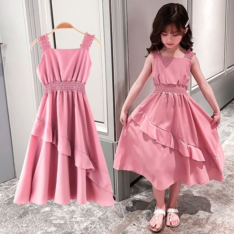 Girls clothing set girls dresses girls Cool Breathable Sleeveless Vest Dress  outwear girls Summer suspender skirt | Shopee Singapore