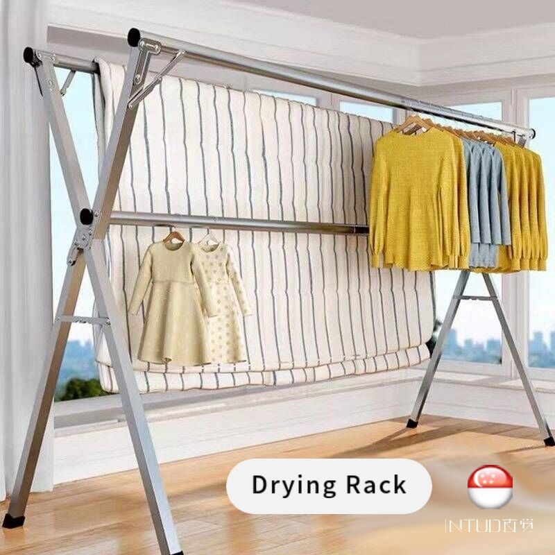 【SG Ready Stock】Foldable Clothes Drying Rack Stretchable Floor Stand ...