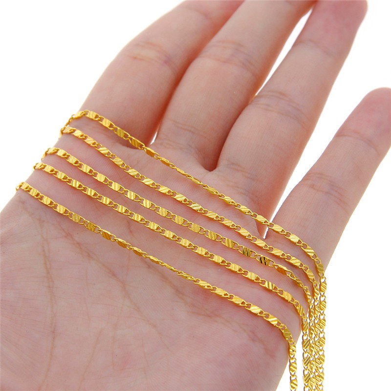 18K Genuine Gold Filled Necklace Long Pendant Chain 16-30 Inch Women Men Jewelry