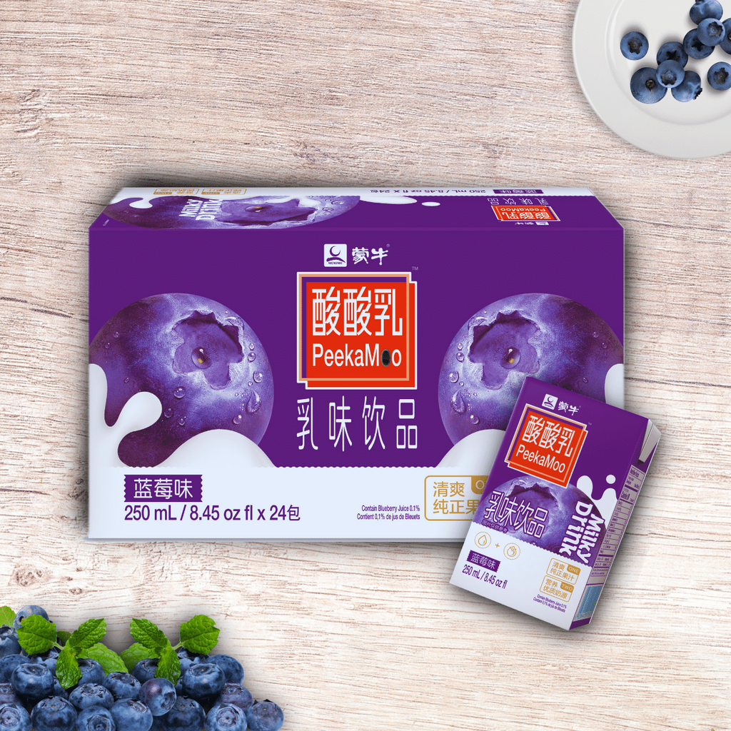 Monmilk PeekaMoo Milk Drink Blueberry 250ML x 6 Packets x 4 Boxes ...