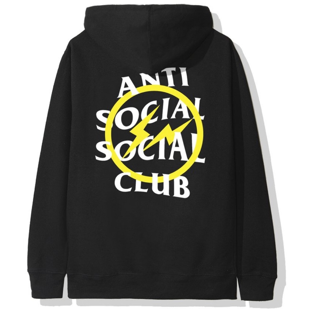 Anti Social Social Club x Fragment Blue Bolt Hoodie FW19 Black Shopee Singapore