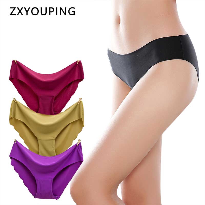 Ice Silk Seamless Underwear Women Panties Mid Waist Briefs Personal Soft  Comfortable Solid Color Breathable Ultra Thin M-XL