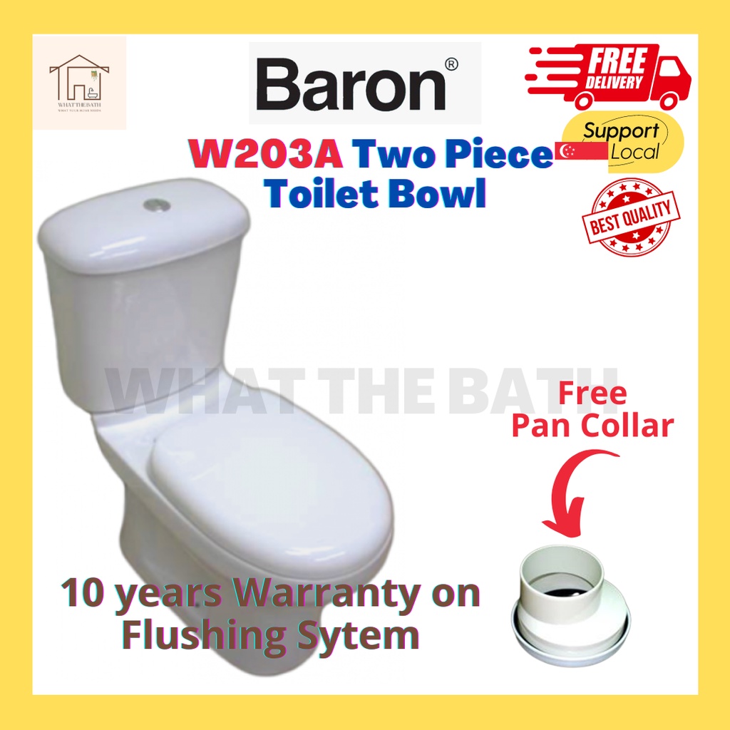 [SG SELLER] Baron W203A 2Piece Toilet Bowl Wash Down Type 150mm/250mm
