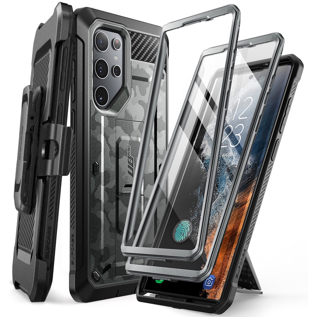 SUPCASE Unicorn Beetle Pro Case for Samsung Galaxy S22 Ultra 5G (2022 Release), [Extra Front Frame] Full-Body Dual Layer Rugged Belt-Clip & Kickstand Case with Built-in Screen Prot