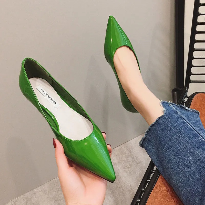 Pointed Toe Shoes Patent Leather Trendy Minimalist Women s Flat Shallow Mouth Casual Comfortable Size 35 44 Shopee Singapore