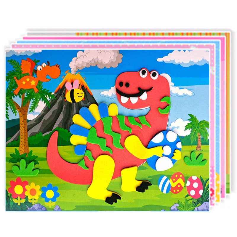 10Pcs EVA Foam Stickers Kids DIY Puzzle Games Children Cartoon Handmade ...