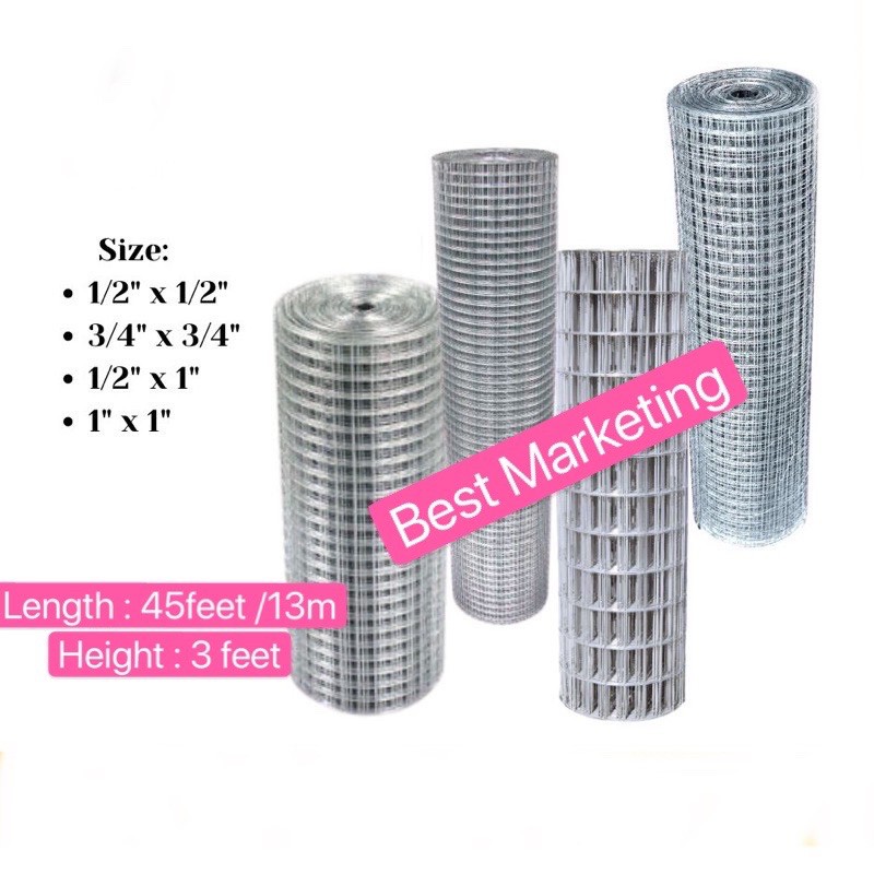 Galvanized BRC Iron Wire Mesh Net Netting / Dawai Jaring (13M x 3FT ...