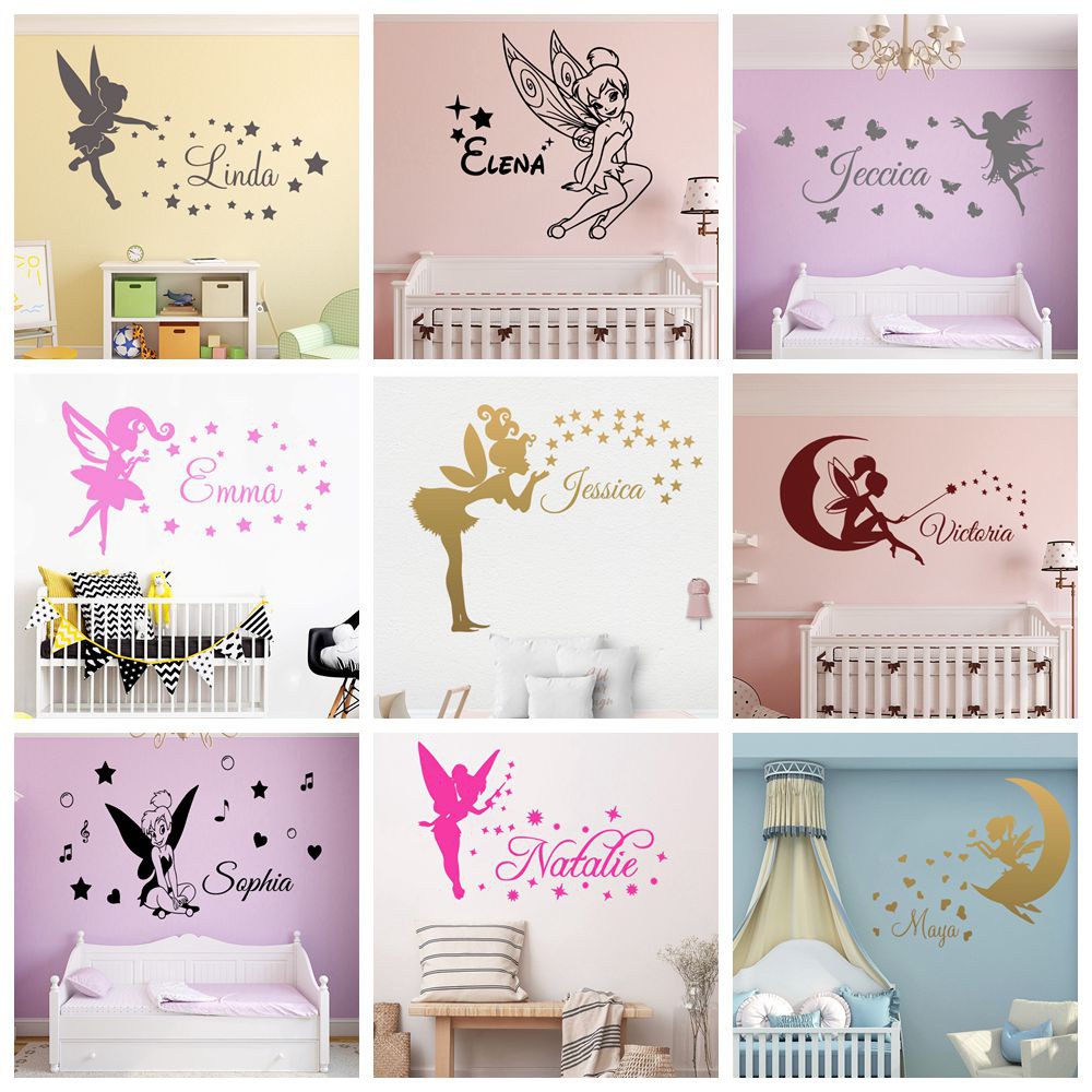 Fairy Custom Name Angel Art Vinyl Wall Sticker For Kids Room Girl Room