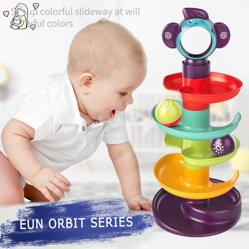 5 Layer Building Block Track Turn Music Roll Ball 1-3 Years Old Baby Gliding Tower Road Jengle Puzzle Assembly Toy Learning Kids