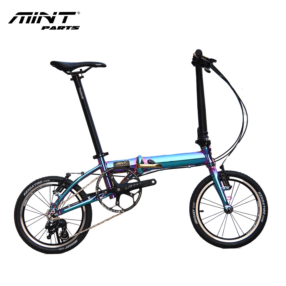 SG Seller 16inch Mint Parts Auric T3 T9 Foldable Bicycle Bike Foldie 3 9 speed Electroplating Oil Slick V Brake Shopee Singapore