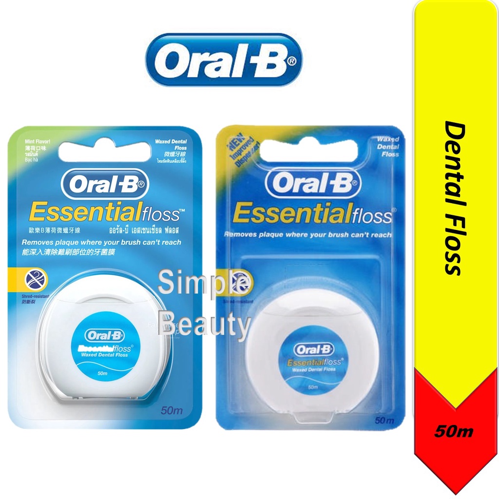 Oral B Dental Floss Unwaxed / Waxed Mint, 50M Shopee Singapore