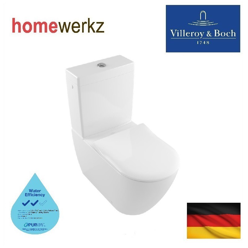 Villeroy & Boch Subway 2.0 Close-coupled Toilet Bowl c/w Slim Quick ...