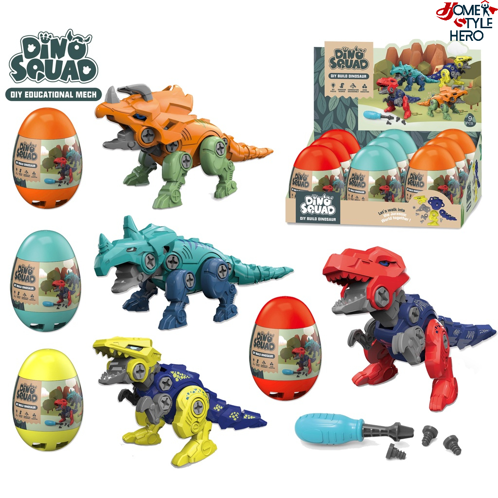 [SG Stock] DIY Dinosaur Self Assembling STEM Toy with Egg Jurassic Building Block Model Puzzle Children Kids Goodie Gift