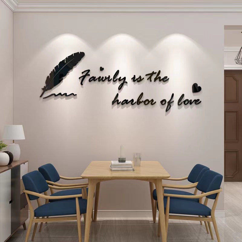 Ins Acrylic 3D Wall Stickers Light Luxury Nordic Style Letter Stickers Wall Art Decoration