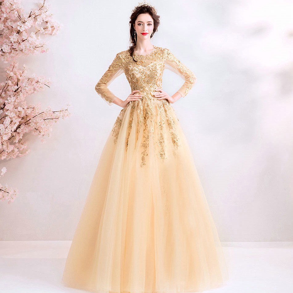 Gold long sales evening gowns