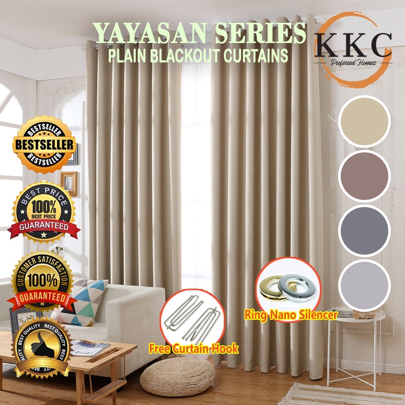 KKC YAYASAN (Short) 80%-85% Blackout Sunblock Curtains Made Langsir/Langsir  Moden