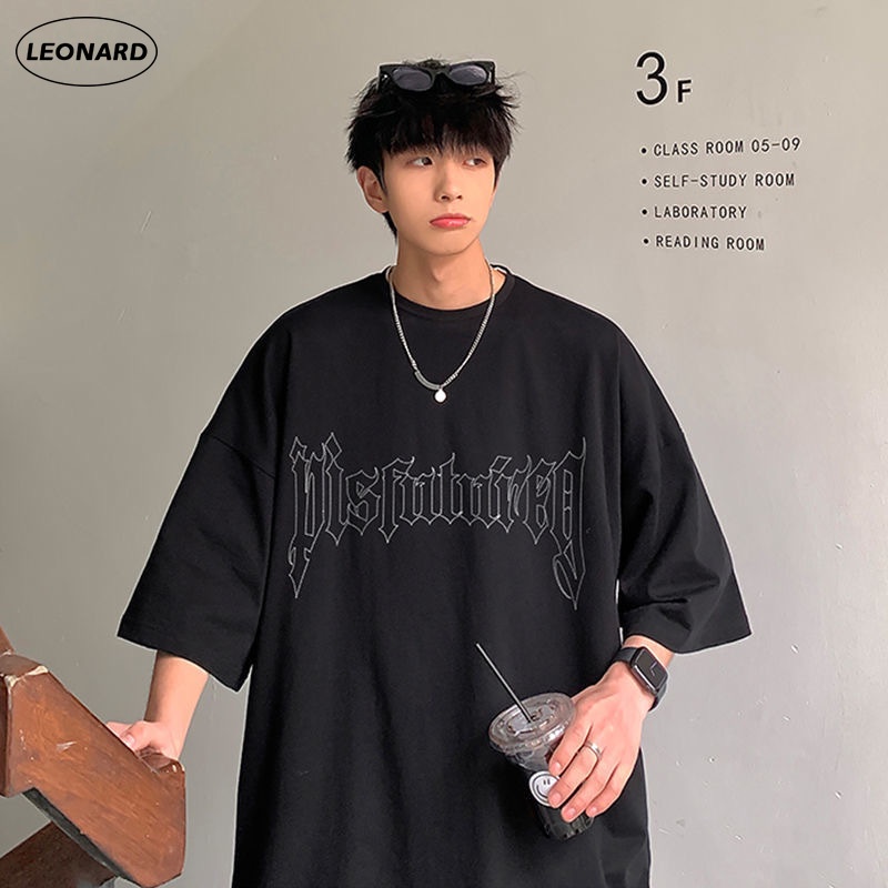 Korean BF wind oversized tee men plus size Short Sleeve t shirt Casual thin loose Round Neck top Shopee Singapore