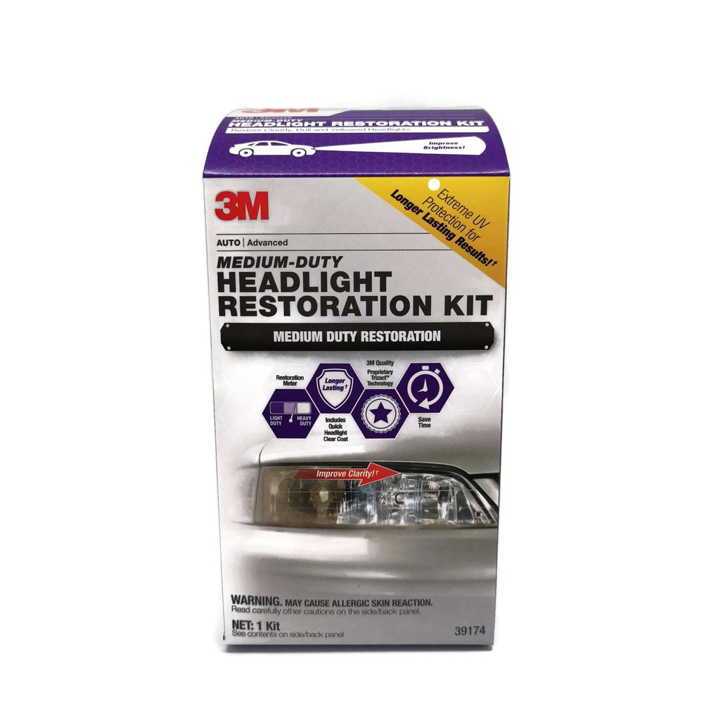 3M Quick Headlight Clear Coat Kit (contains 2x wipes, 1x 3000 grit sanding  disc)