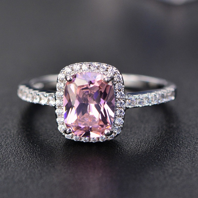 6 Colors stone Jewelry Emerald Gemstone Rings For Women New Fashion Wedding Party Ring inlay Zircon
