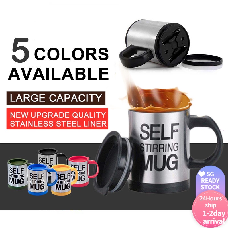 1pc 400ml Stainless Steel Self Stirring Mug Lid With Automatic Coffee Mixing  Function, Automatic Stirring Cup